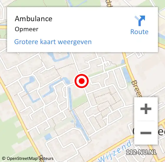 Locatie op kaart van de 112 melding: Ambulance Opmeer op 15 juli 2020 14:46