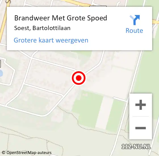 Locatie op kaart van de 112 melding: Brandweer Met Grote Spoed Naar Soest, Bartolottilaan op 15 juli 2020 14:46