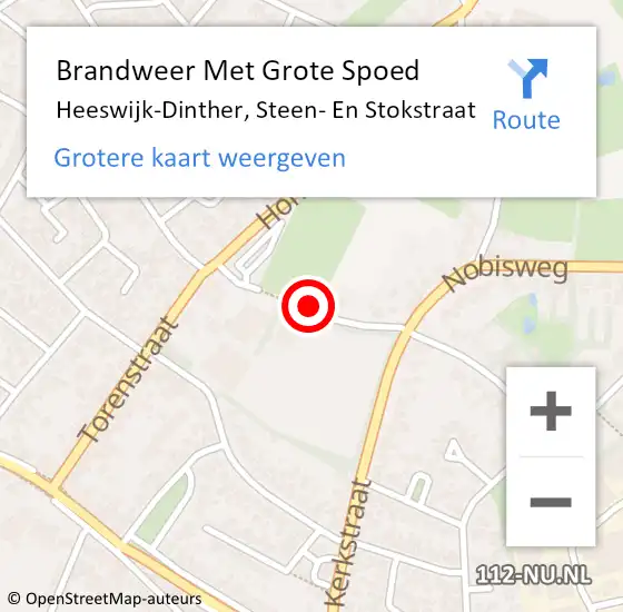 Locatie op kaart van de 112 melding: Brandweer Met Grote Spoed Naar Heeswijk-Dinther, Steen- En Stokstraat op 15 juli 2020 15:02