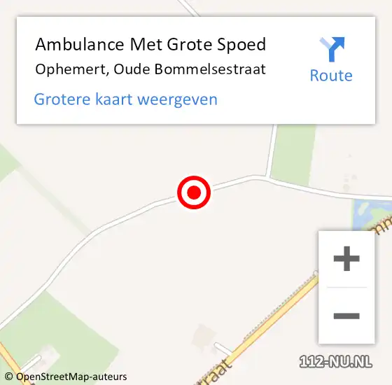 Locatie op kaart van de 112 melding: Ambulance Met Grote Spoed Naar Ophemert, Oude Bommelsestraat op 15 juli 2020 15:38