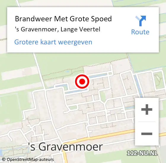 Locatie op kaart van de 112 melding: Brandweer Met Grote Spoed Naar 's Gravenmoer, Lange Veertel op 15 juli 2020 16:19