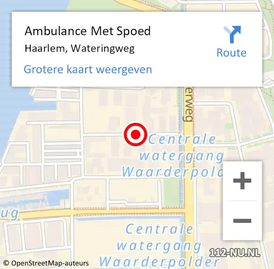 Locatie op kaart van de 112 melding: Ambulance Met Spoed Naar Haarlem, Wateringweg op 15 juli 2020 16:38