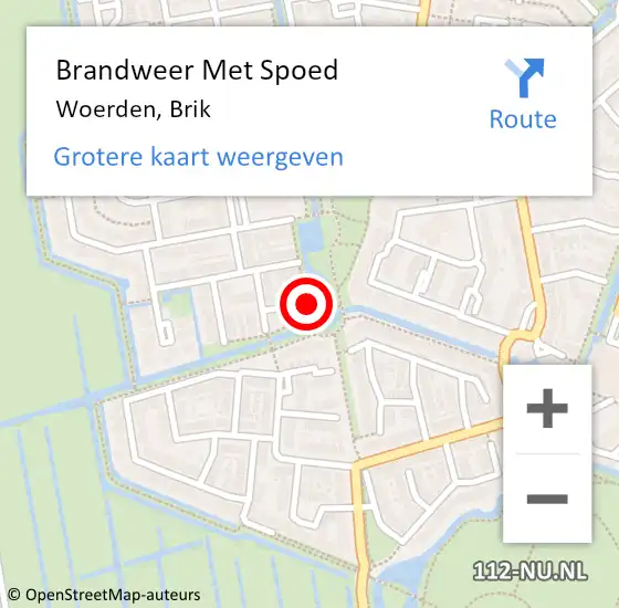 Locatie op kaart van de 112 melding: Brandweer Met Spoed Naar Woerden, Brik op 15 juli 2020 16:41