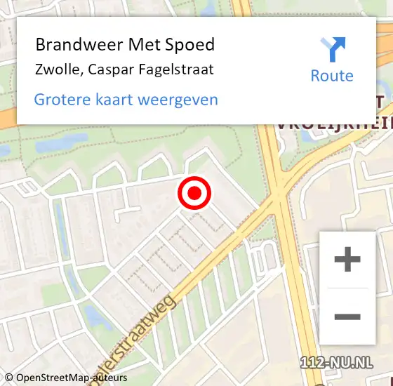 Locatie op kaart van de 112 melding: Brandweer Met Spoed Naar Zwolle, Caspar Fagelstraat op 15 juli 2020 17:05