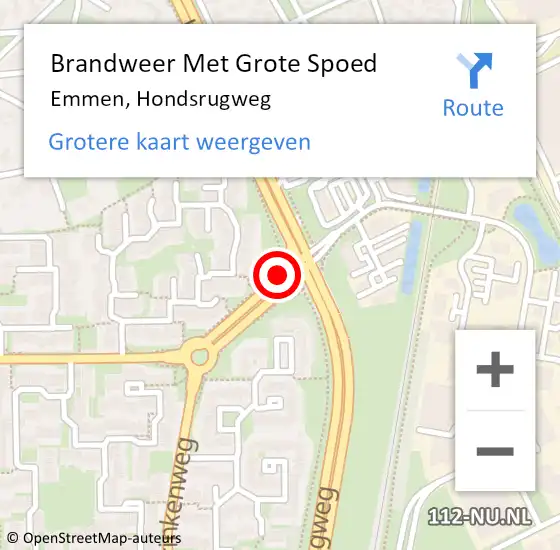 Locatie op kaart van de 112 melding: Brandweer Met Grote Spoed Naar Emmen, Hondsrugweg op 15 juli 2020 17:33