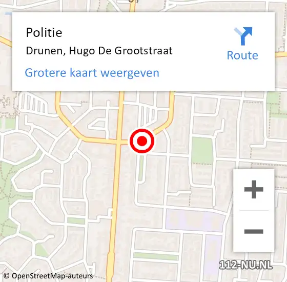 Locatie op kaart van de 112 melding: Politie Drunen, Hugo De Grootstraat op 15 juli 2020 17:40