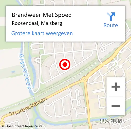 Locatie op kaart van de 112 melding: Brandweer Met Spoed Naar Roosendaal, Maisberg op 15 juli 2020 18:26