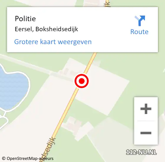 Locatie op kaart van de 112 melding: Politie Eersel, Boksheidsedijk op 15 juli 2020 18:30