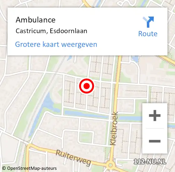 Locatie op kaart van de 112 melding: Ambulance Castricum, Esdoornlaan op 15 juli 2020 18:45