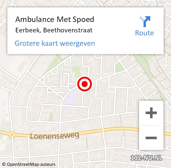 Locatie op kaart van de 112 melding: Ambulance Met Spoed Naar Eerbeek, Beethovenstraat op 15 juli 2020 18:59