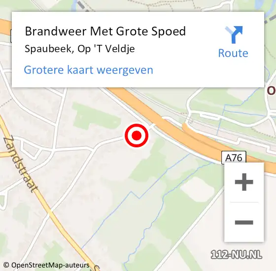 Locatie op kaart van de 112 melding: Brandweer Met Grote Spoed Naar Spaubeek, Op 'T Veldje op 15 juli 2020 20:22