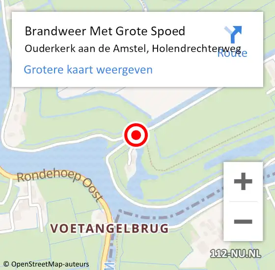 Locatie op kaart van de 112 melding: Brandweer Met Grote Spoed Naar Ouderkerk aan de Amstel, Holendrechterweg op 15 juli 2020 21:11