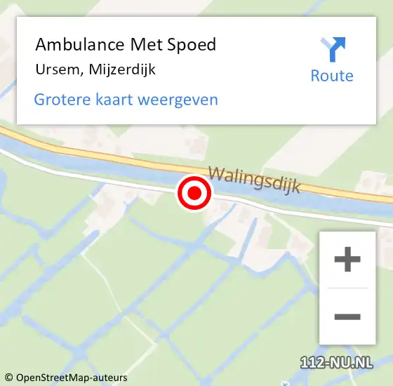 Locatie op kaart van de 112 melding: Ambulance Met Spoed Naar Ursem, Mijzerdijk op 15 juli 2020 21:29