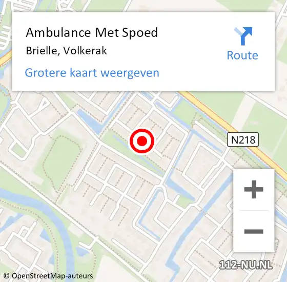 Locatie op kaart van de 112 melding: Ambulance Met Spoed Naar Brielle, Volkerak op 15 juli 2020 21:58