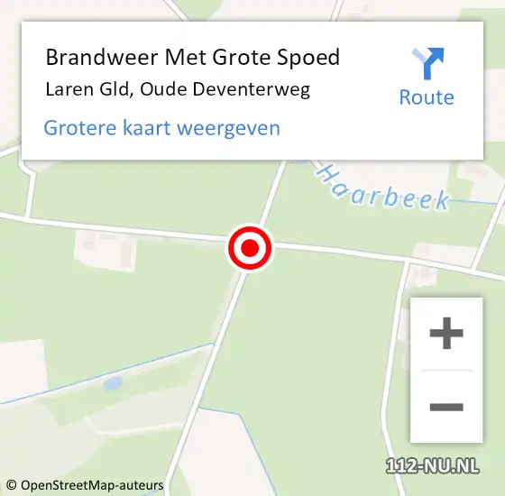 Locatie op kaart van de 112 melding: Brandweer Met Grote Spoed Naar Laren Gld, Oude Deventerweg op 12 mei 2014 18:32