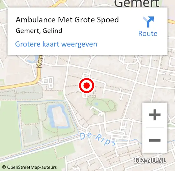 Locatie op kaart van de 112 melding: Ambulance Met Grote Spoed Naar Gemert, Gelind op 15 juli 2020 22:56