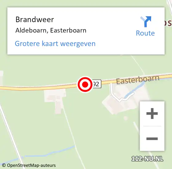 Locatie op kaart van de 112 melding: Brandweer Aldeboarn, Easterboarn op 15 juli 2020 22:58