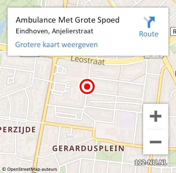 Locatie op kaart van de 112 melding: Ambulance Met Grote Spoed Naar Eindhoven, Anjelierstraat op 16 juli 2020 00:31