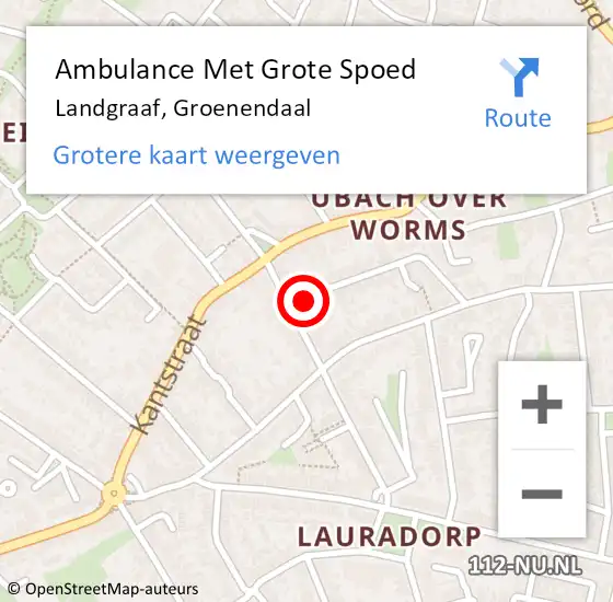 Locatie op kaart van de 112 melding: Ambulance Met Grote Spoed Naar Landgraaf, Groenendaal op 12 mei 2014 18:38