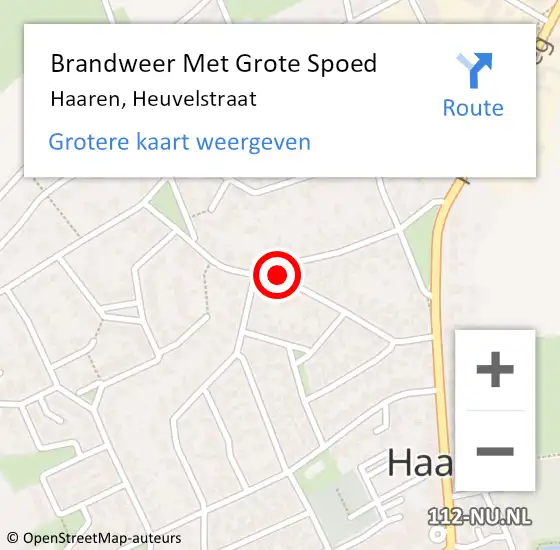 Locatie op kaart van de 112 melding: Brandweer Met Grote Spoed Naar Haaren, Heuvelstraat op 16 juli 2020 03:43