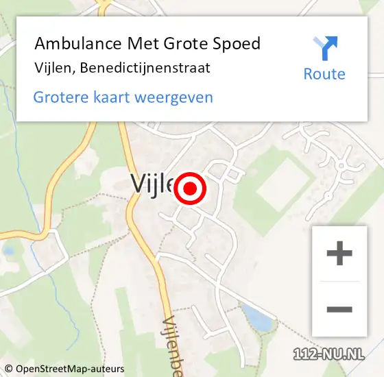 Locatie op kaart van de 112 melding: Ambulance Met Grote Spoed Naar Vijlen, Benedictijnenstraat op 12 mei 2014 18:45