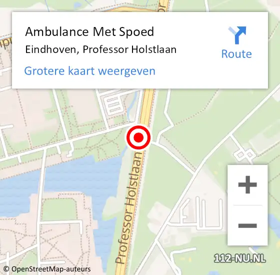 Locatie op kaart van de 112 melding: Ambulance Met Spoed Naar Eindhoven, Professor Holstlaan op 16 juli 2020 08:29