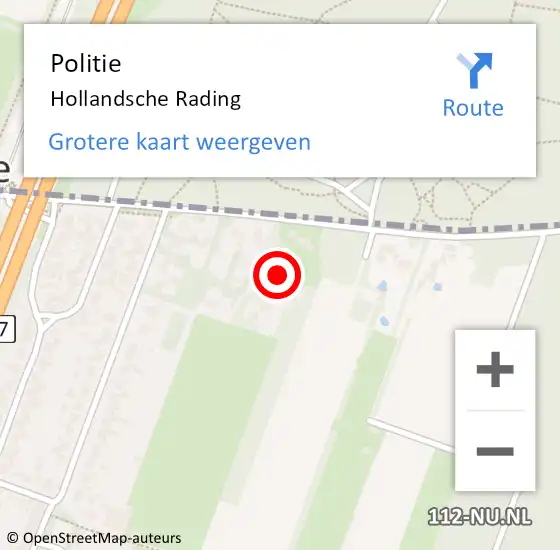 Locatie op kaart van de 112 melding: Politie Hollandsche Rading op 16 juli 2020 08:46