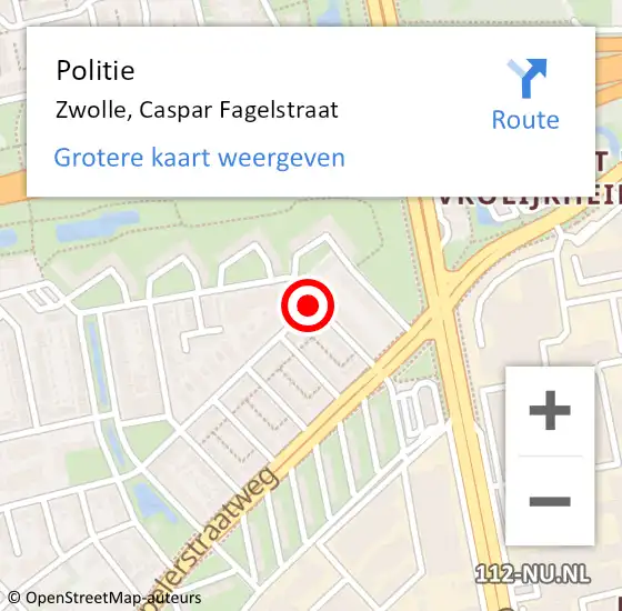 Locatie op kaart van de 112 melding: Politie Zwolle, Caspar Fagelstraat op 16 juli 2020 09:40