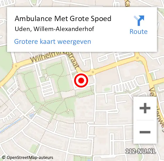 Locatie op kaart van de 112 melding: Ambulance Met Grote Spoed Naar Uden, Willem-Alexanderhof op 16 juli 2020 10:17