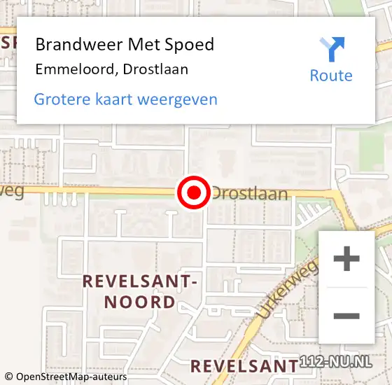 Locatie op kaart van de 112 melding: Brandweer Met Spoed Naar Emmeloord, Drostlaan op 16 juli 2020 10:34