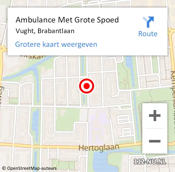 Locatie op kaart van de 112 melding: Ambulance Met Grote Spoed Naar Vught, Brabantlaan op 16 juli 2020 10:49
