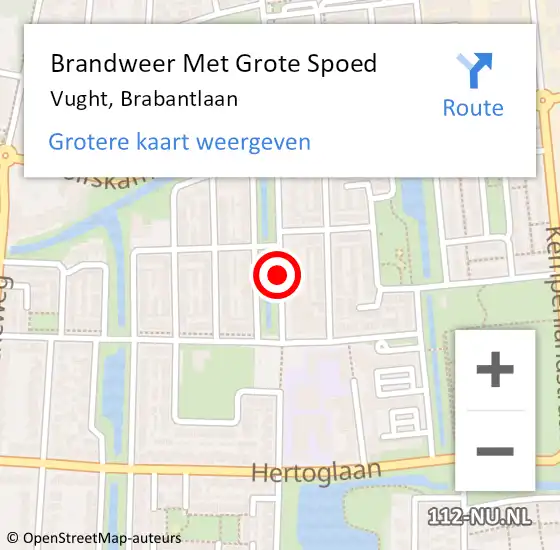 Locatie op kaart van de 112 melding: Brandweer Met Grote Spoed Naar Vught, Brabantlaan op 16 juli 2020 10:49