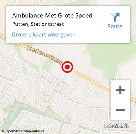Locatie op kaart van de 112 melding: Ambulance Met Grote Spoed Naar Putten, Stationsstraat op 16 juli 2020 11:57