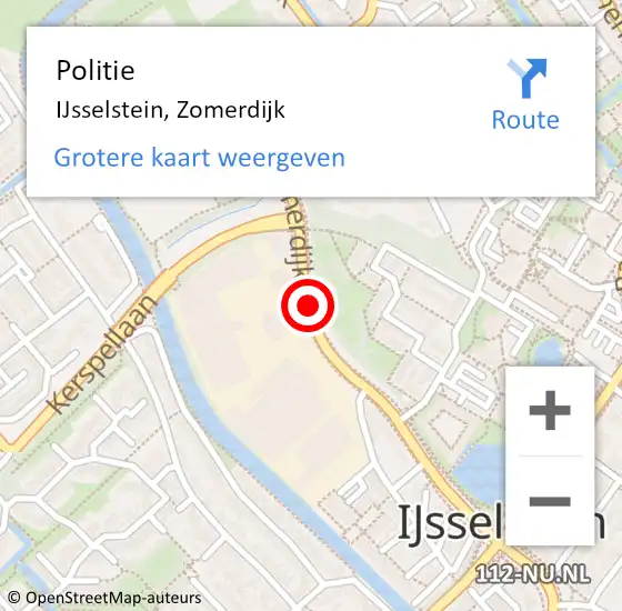 Locatie op kaart van de 112 melding: Politie IJsselstein, Zomerdijk op 16 juli 2020 12:12