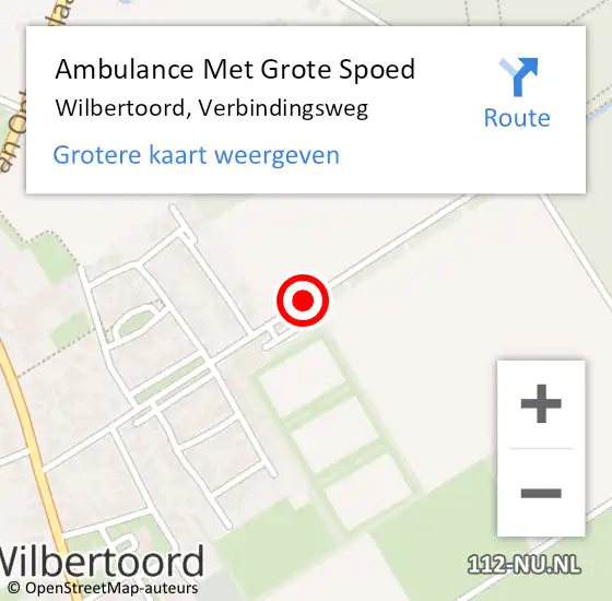 Locatie op kaart van de 112 melding: Ambulance Met Grote Spoed Naar Wilbertoord, Verbindingsweg op 16 juli 2020 12:58