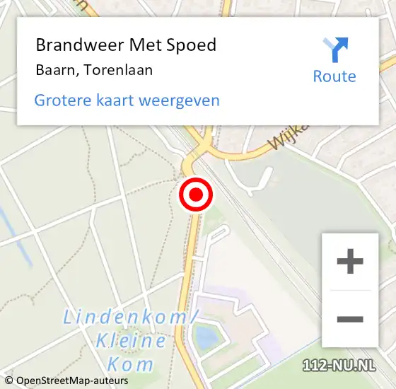 Locatie op kaart van de 112 melding: Brandweer Met Spoed Naar Baarn, Torenlaan op 16 juli 2020 13:39