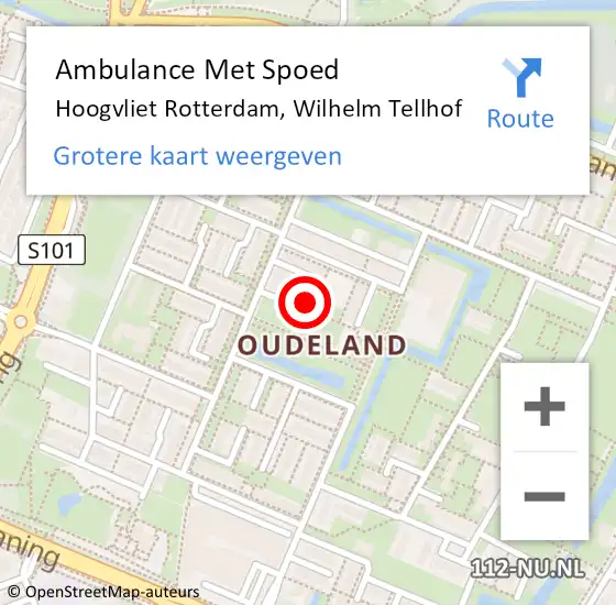 Locatie op kaart van de 112 melding: Ambulance Met Spoed Naar Hoogvliet Rotterdam, Wilhelm Tellhof op 12 mei 2014 19:45