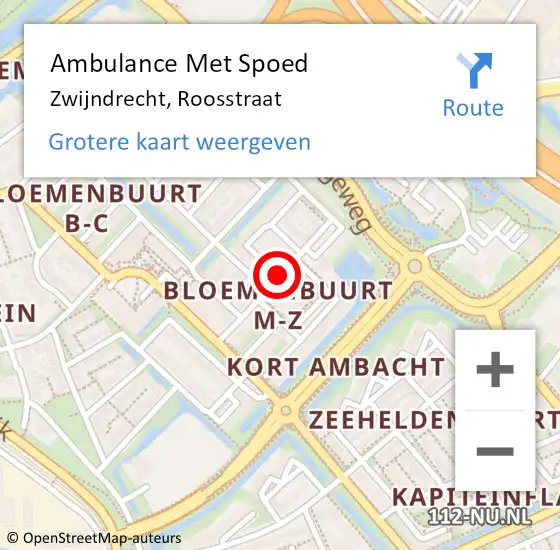Locatie op kaart van de 112 melding: Ambulance Met Spoed Naar Zwijndrecht, Roosstraat op 16 juli 2020 16:37