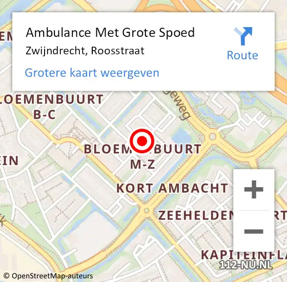 Locatie op kaart van de 112 melding: Ambulance Met Grote Spoed Naar Zwijndrecht, Roosstraat op 16 juli 2020 16:38