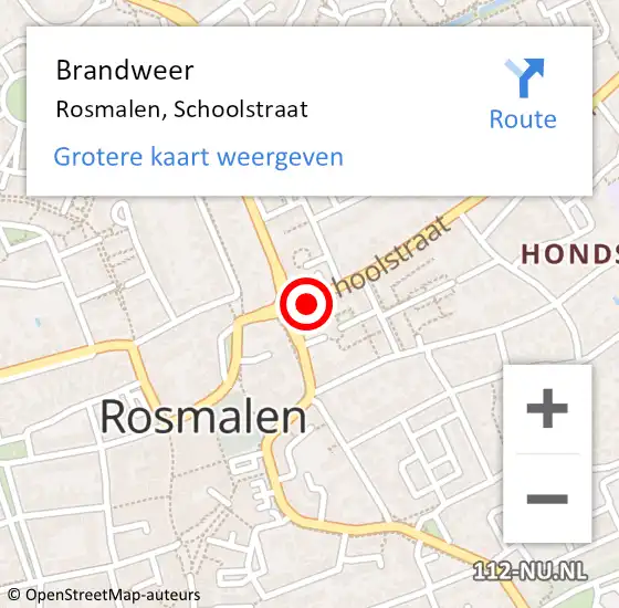 Locatie op kaart van de 112 melding: Brandweer Rosmalen, Schoolstraat op 12 mei 2014 19:45