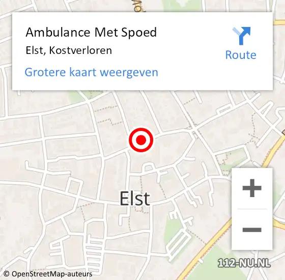 Locatie op kaart van de 112 melding: Ambulance Met Spoed Naar Elst, Kostverloren op 16 juli 2020 17:01