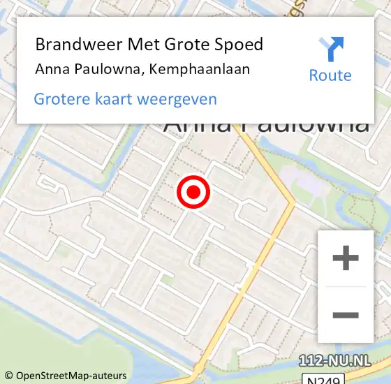 Locatie op kaart van de 112 melding: Brandweer Met Grote Spoed Naar Anna Paulowna, Kemphaanlaan op 16 juli 2020 17:38