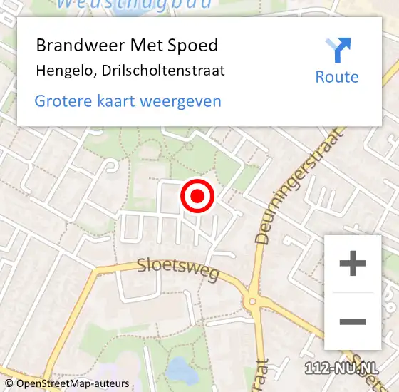 Locatie op kaart van de 112 melding: Brandweer Met Spoed Naar Hengelo, Drilscholtenstraat op 12 mei 2014 19:54