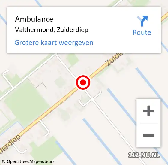 Locatie op kaart van de 112 melding: Ambulance Valthermond, Zuiderdiep op 16 juli 2020 18:43