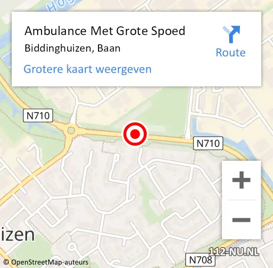 Locatie op kaart van de 112 melding: Ambulance Met Grote Spoed Naar Biddinghuizen, Baan op 16 juli 2020 18:56