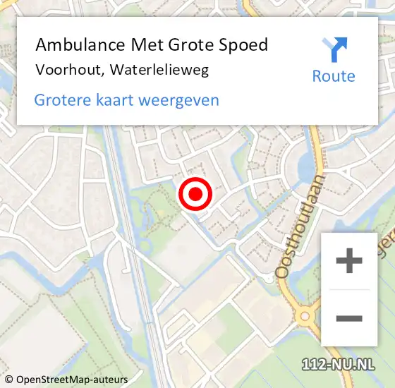 Locatie op kaart van de 112 melding: Ambulance Met Grote Spoed Naar Voorhout, Waterlelieweg op 16 juli 2020 19:27