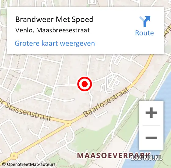 Locatie op kaart van de 112 melding: Brandweer Met Spoed Naar Venlo, Maasbreesestraat op 16 juli 2020 19:30