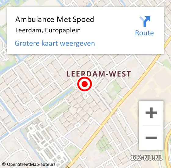 Locatie op kaart van de 112 melding: Ambulance Met Spoed Naar Leerdam, Europaplein op 16 juli 2020 20:27