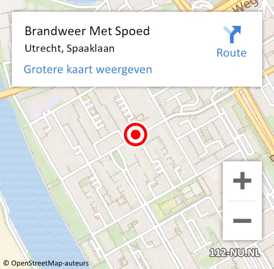 Locatie op kaart van de 112 melding: Brandweer Met Spoed Naar Utrecht, Spaaklaan op 16 juli 2020 20:28