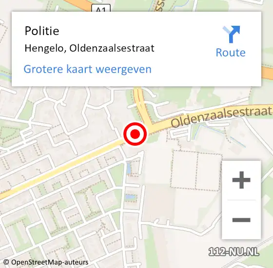 Locatie op kaart van de 112 melding: Politie Hengelo, Oldenzaalsestraat op 16 juli 2020 23:42